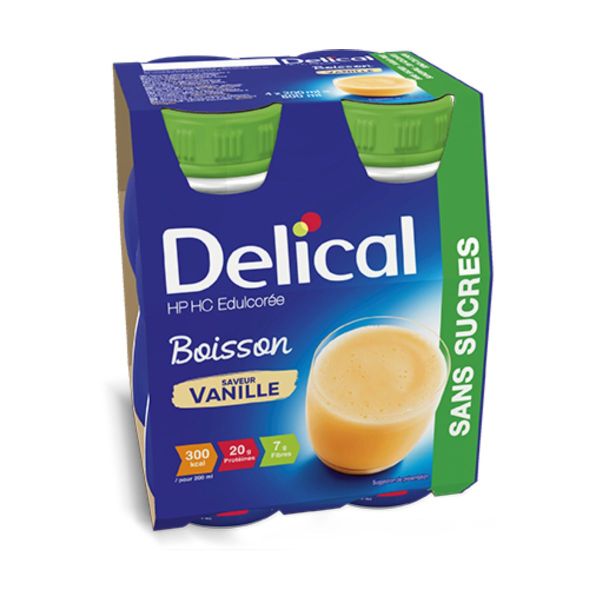 Delical Boisson Sans Sucre Vanille 4x200 ml