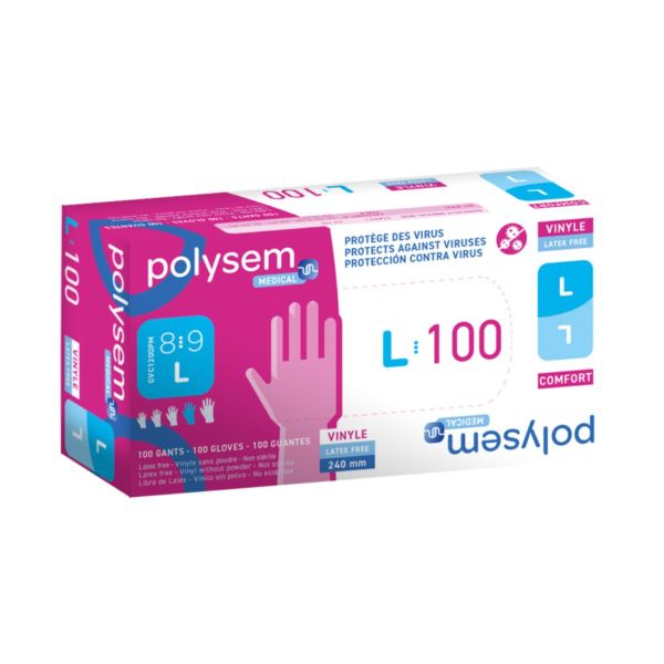 Polysem Gants Vinyle Non Poudré Large