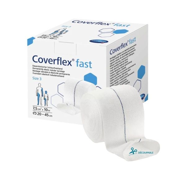 Coverflex Fast Bande Fixation Bleu T3 - 7,5 cm x 10 m